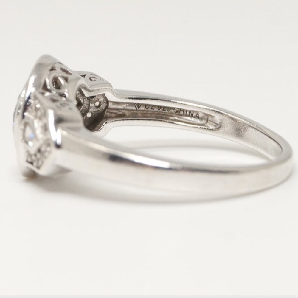 Vintage Cz Sterling Silver Statement Ring - image 4
